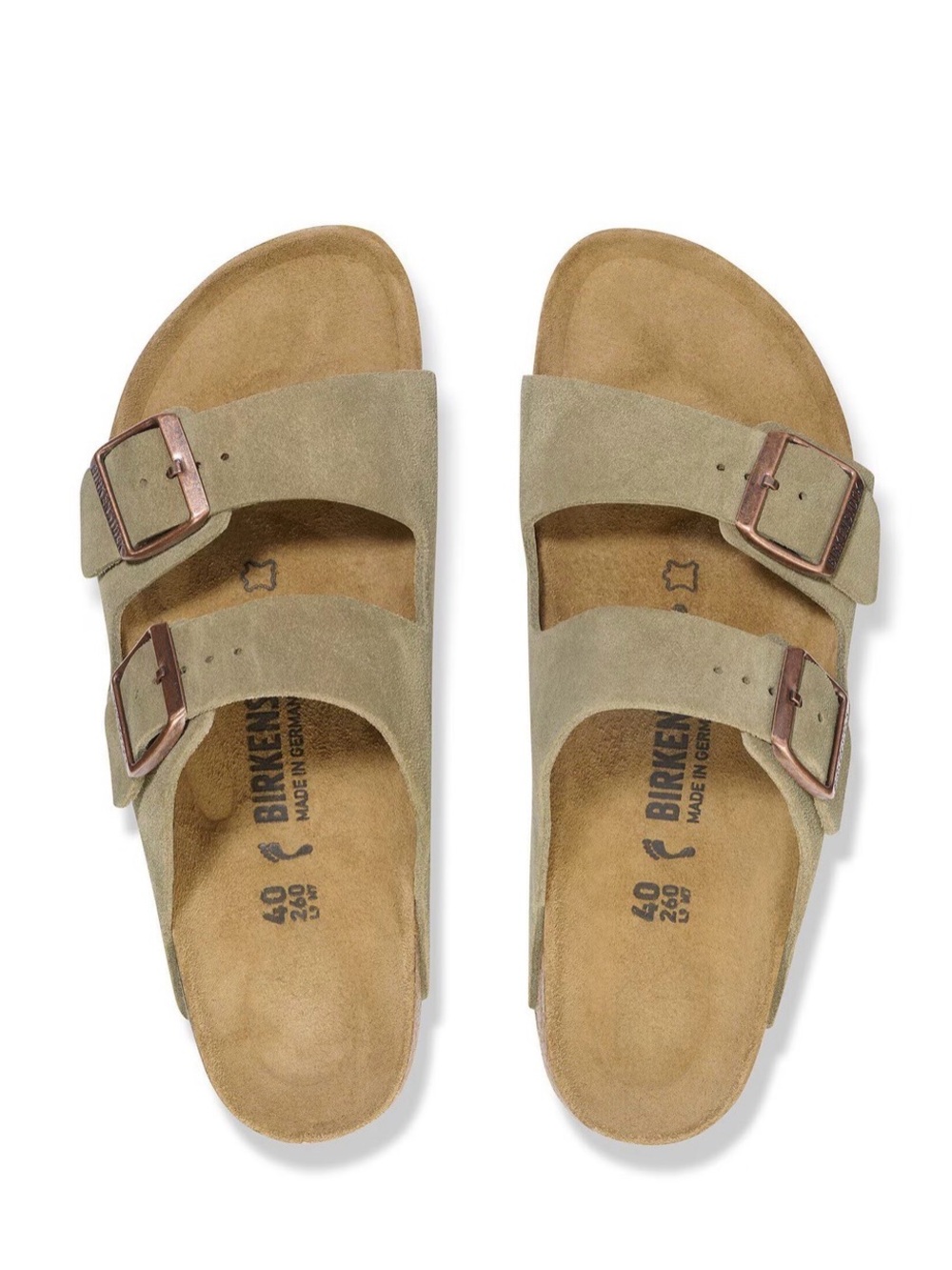 Birkenstock Arizona Suede Two-Strap Sandals in Taupe